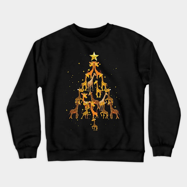 Giraffe Christmas Tree Happy Holidays Crewneck Sweatshirt by QUYNH SOCIU